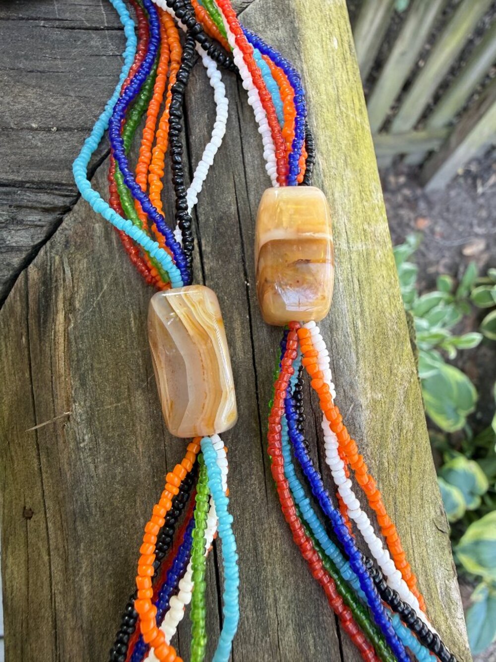 Vintage Multi Strand Seed Beaded Necklace Colorful